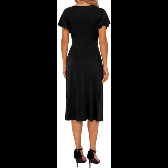NWT GRECERELLE Black A-Line Midi Dress with Pockets Size Medium - Picture 2 of 8